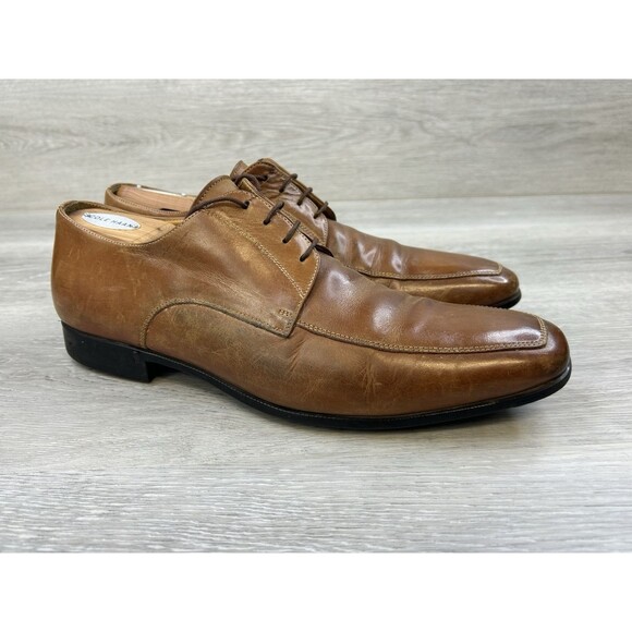 Santoni Prichard Mens Oxford Brown Leather Apron Toe Dress Shoes Lace Up9